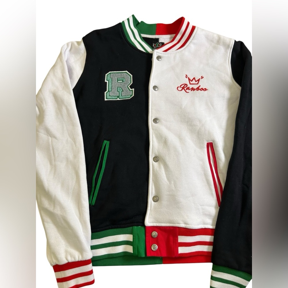 RANBOO THE BELOVED Varsity Jacket 2021 Official Merch Black White Red Green Sz M